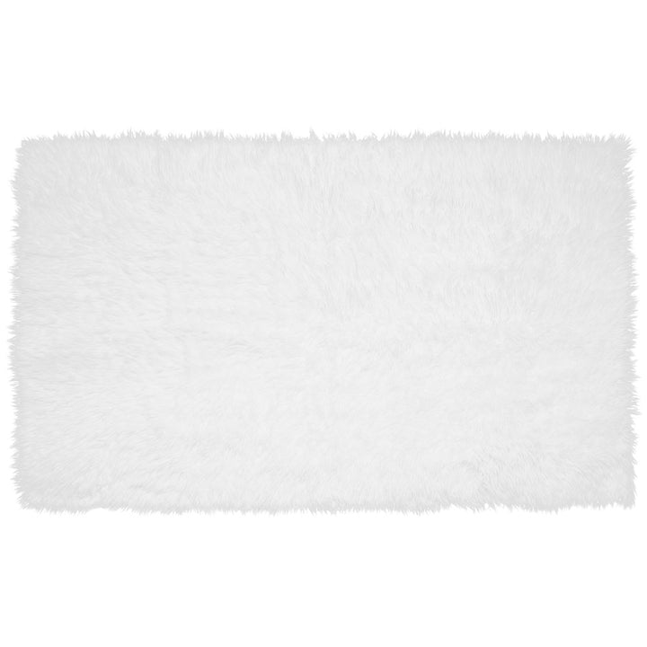 Shag White Machine Washable Rug