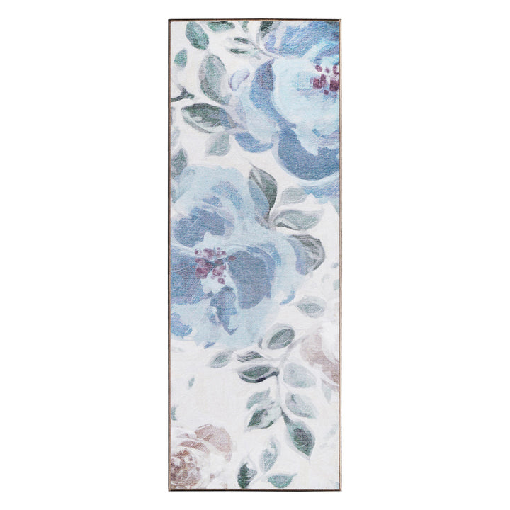 Sasha Floral Cream Blue Machine Washable Rug