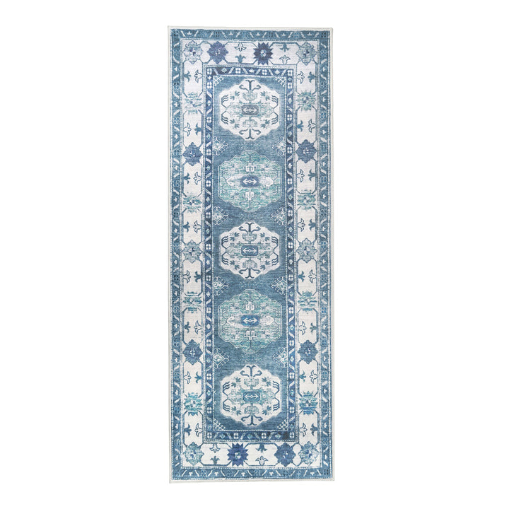 Shary Blue Machine Washable Rug